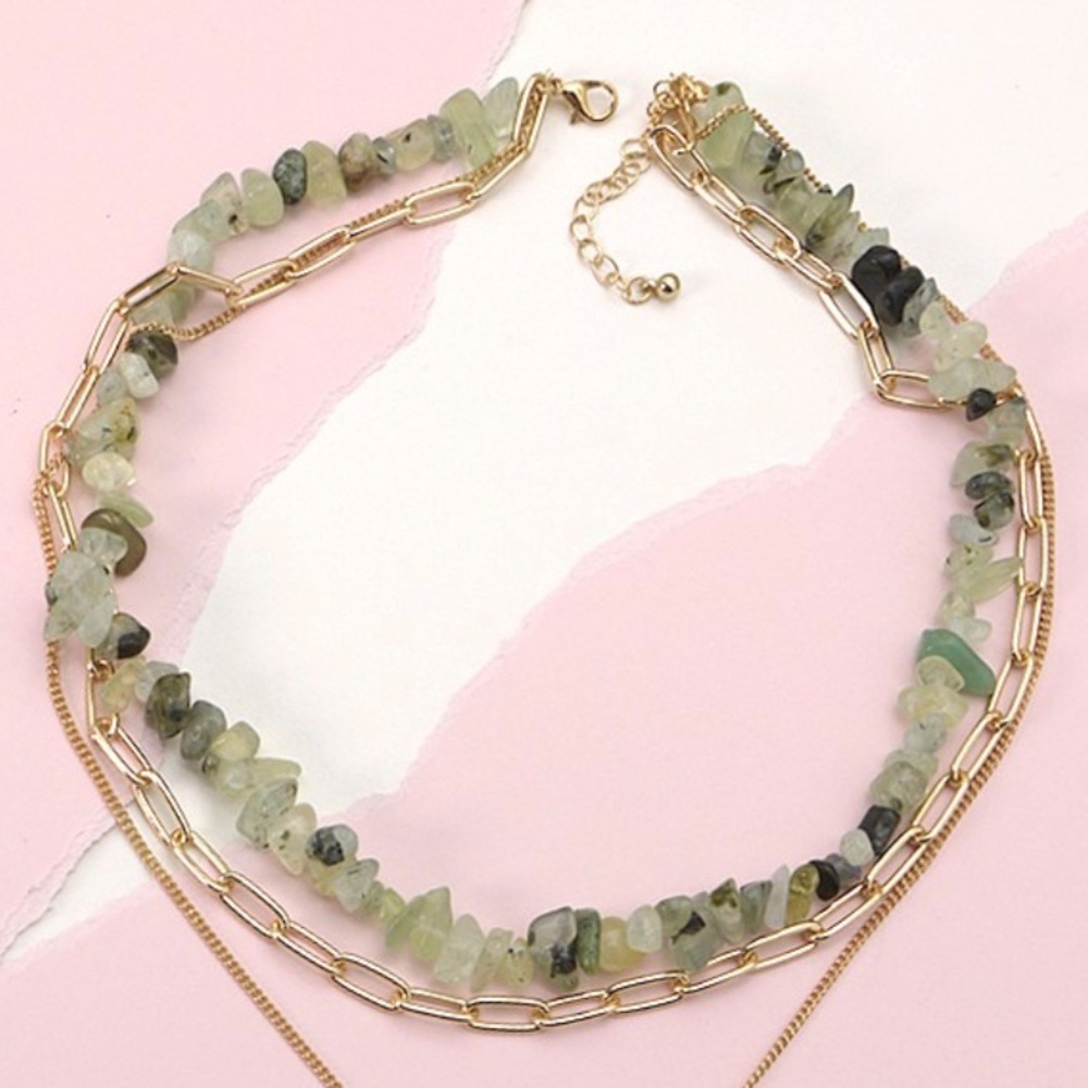 Precious natural stone layered necklace - Picture 3 of 6